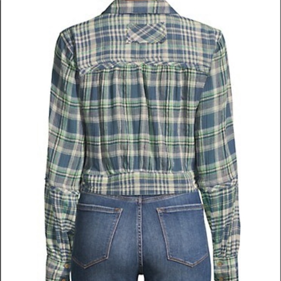 Free people first bloom tie front plaid shirt -SM - Picture 9 of 16